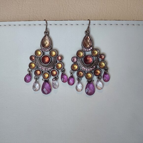 Vintage costume oriental boho earrings - Picture 2 of 4